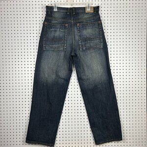 Royal Blue Y2K Jeans 34x32 Dark Wash Grunge Skater Baggy Wide Leg 90s Stitched‎